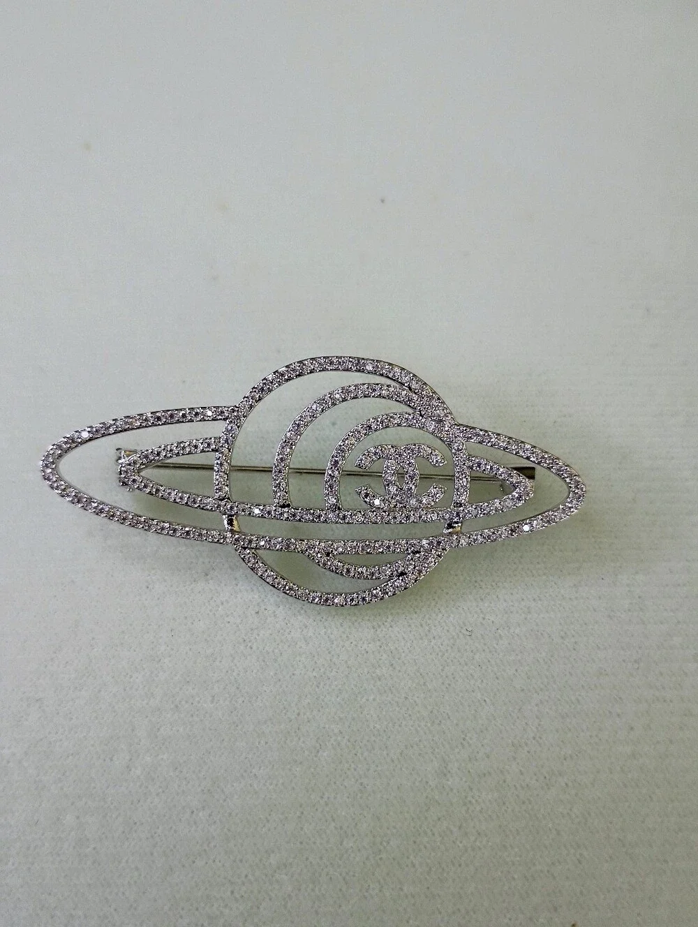 New Fashion Jewelry Crystal Planet Orbit Brooch - Silver
